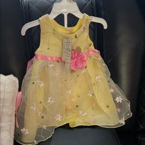Elegant Yellow Kids Dress with Pink Floral Details